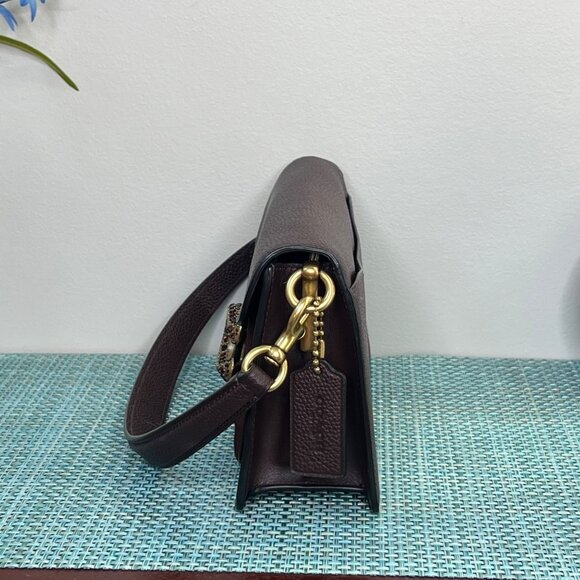 RARE Coach Oxblood Leather Suede Tabby 26 Pave Gem / Crystals - Picture 3 of 16